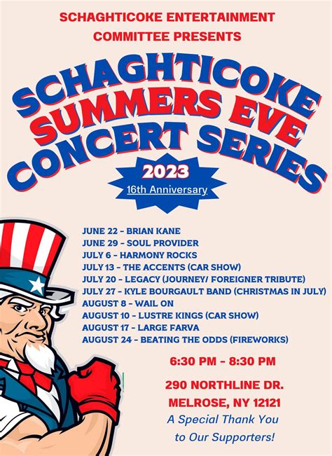 Lineup announced for Schaghticoke summer concert series